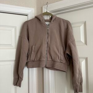 Taupe Brown Cropped Hoodie